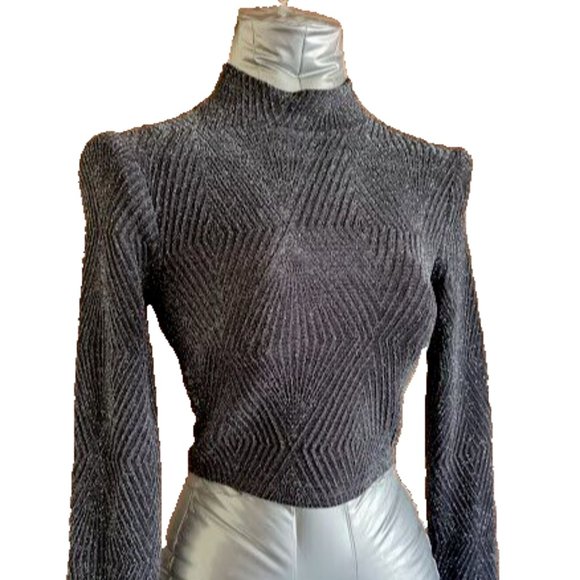 Speechless XS Metallic Pullover Crewneck Sweater Ribbed Knit Mock Turtleneck - Picture 1 of 7
